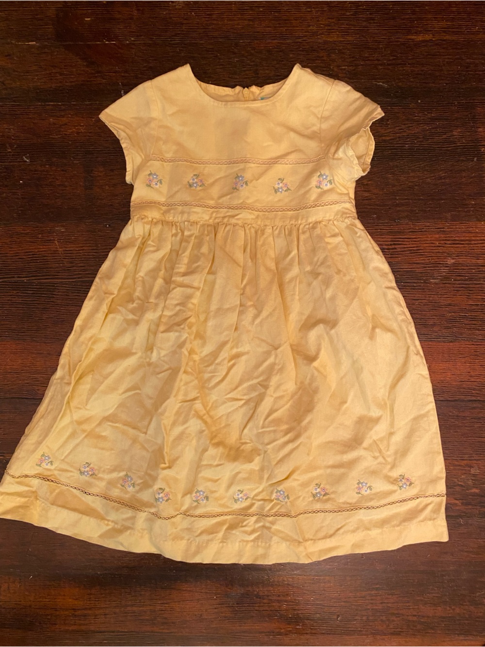 EUC True Vintage 1980s/1990s Gymboree Yellow Embroidered Cotton/Linen Dress